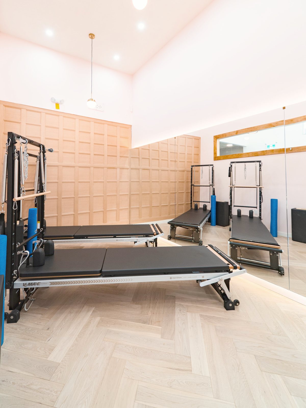 The Pilates studio with reformers